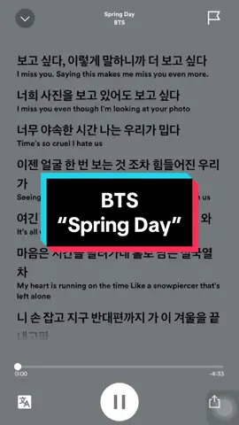 [Eng Trans] BTS- Spring Day #bts #springday #army #spotifylistens  #spotify #kpop #lyrics #fyp 