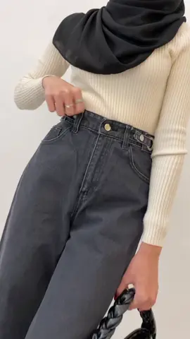 Straight jeans darkgrey variasi button😍