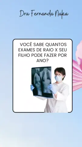 EXISTE UMA MARGEM SEGURA DE EXAMES ?  . SIM! . Todo mundo sabe que faz mal por conta da  radiação dos exames de raios-X e tomografia computadorizada .Isso porque a radiação tem efeito cumulativo no organismo. Se atingir uma quantidade significativa, pode aumentar o risco de aparecimento de cânceres induzidos por radiação na vida futura.  . Mas , você sabia que o risco de aparecimento de neoplasia desencadeada por exposição aos raios-X é baixa ? Em relação à incidência natural de aparecimento de câncer na população, que é em torno de 20%. . Segundo o Instituto do Câncer do Estado de São  Paulo , uma pessoa que faz até cinco radiografias por ano certamente não corre o risco de radiação excessiva. Criança ou adulto . . Mas este número não significa que você deixará de fazer algum exame indicado pelo seu médico,  ok?  . @drafernandapediatra #saudeinfantil #pediatra #imunidade #raiox #cancer #nutricaoinfantil #crescimentoinfantil 