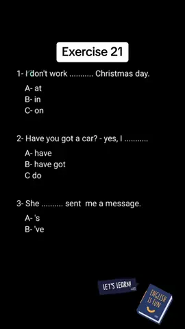 #english #Master2023byTikTok #learnwithtiktok #LearnOnTikTok #dailyenglish #xuhuong2023 #tiktok #englishgrammer Exercise 21.