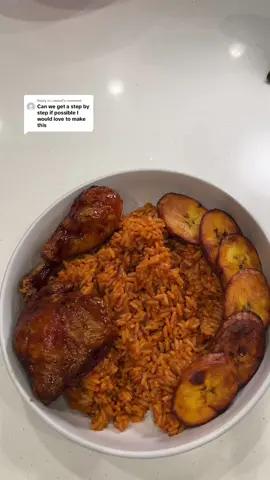 Replying to @Lassad step by step on how to make Nigerian Jollof Rice.   Let me know how it turns out when you try it!                                                   Ingredients:                                                 - Red Bell Peppers (2)                               - Roma Tomatoes (3)                                - Sweet Peppers (2)                                 - Scotch Bonnet Pepper (1)                     - Red onion (medium)                          - Yellow onion (small)*                             - Ginger paste                                                   - Garlic paste                                              - Tomato paste (2 tbsp)                           - Chicken stock                                        - Rice                                                         - Salt                                                           - Garlic Powder                                          - Thyme                                                     - Black Pepper                                          - Bay Leaves                                             - Vegetable Oil                                            *Notes:*                                                     - Oven roast or fry your blended ingredients for more flavor                      - After adding rice to mixture, you can transfer to oven for even cook and no burn at the bottom (dutch oven or pan). 350F                                    #jollof #jollofrice #nigerianjollof #nigerianjollofrice #nigeriantiktok🇳🇬 #africantiktok #nigerianfood #AfricanFood #howtomakenigerianjollofrice #nigerianpartyjollofrice #partyjollofrice #Foodie #DinnerIdeas #dinnerwithme #nigerianrecipes #plantain #riceandplantain #riceandchicken #riceandchickendinner #jollofrecipe 