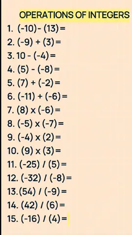 LET'S PRACTICE ✍️✍️✍️ OPERATIONS OF INTEGERS (MATH TUTORIAL) #mathematics #maths #mathhelp #mathisfun #mathtutor #mathtricks #tutorialreels #tutorial #tutorialvideo #tutor #practice #exercise #tutoring #educational #education #math #integers #addition #subtraction #MULTIPLICATION #Division