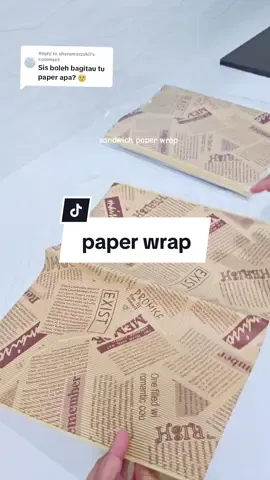 Replying to @sheramarzukii sandwich paper wrap. ni contoh nisa wrap wanpaku guna kraft paper sandwich. harap dapat membatu 🤗