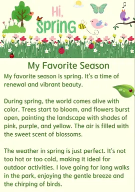 My Favorite Season #myfavoriteseason #season #favorite #spring #english #englishlistening #englishvideos #lesson #englishlesson #englishtiktok #learnenglish #LearnOnTikTok #fyp #foryou #foryoupage 