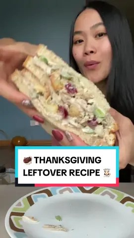 Got Thanksgiving leftovers and don’t know what to do with it? Try making these delicious turkey sandwiches ft. the star ingredient, ✨Hellmann’s Real Mayonnaise🤩 @Hellmann’s Canada #MakeTasteNotWaste #Hellmannspartner #ad Thanksgiving Turkey Sandwich Recipe: 1 cup shredded turkey 1 cup stuffing ⅛ cup cranberry sauce 1 rib celery, diced ¼ cup red onion, diced ½ cup Hellmann’s Real Mayonnaise 2 tbsp Maille dijon mustard  ¼ tsp ground black pepper 8 slices of bread #fyp #thanksgiving #thanksgivingleftovers #recipevideo 