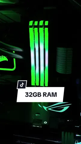 Added another 16GB of Corsair Vengeance RGB Pro in white to my gaming PC today bringing the new total to 32GB at 3200mhz, complete with my custom lighting profile 💚🤩#gamingpc #setup #GamingSetup #watercooledpc #corsair #vengeance #ram #foryou #fyp #fypシ 