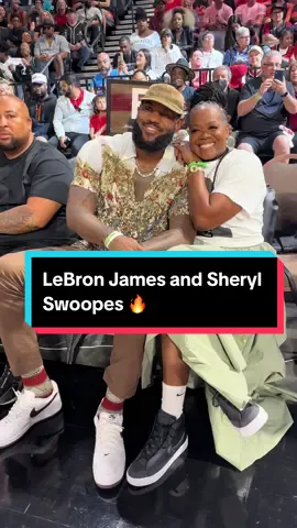 LeBron James and Sheryl Swoopes courtside at #WNBAFinals Game 1 #lebronjames #sherylswoopes #WNBA #legends 