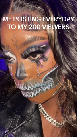 Did y’all catch all this greatness yet? Or do i need come a little bit harder? Thank you to my 200 viewers for holding it down 🥹 #beautytiktok #makeuptiktok #makeuptiktoktutorial #makeupstiktok #skullmakeuplatinaglam #glammakeupskullface #glamskullhalloweenmakeup #halfglamhalfskull #prettyskullmakeup #skullandglammakeup #glamskullmakeuphalfskull #glamskulleyemakeup #blackgirlmakeuptransitionvideo #blackwomenmakeuplooks #spookyglam #halloweenglam #kaywiththeslay🖤 