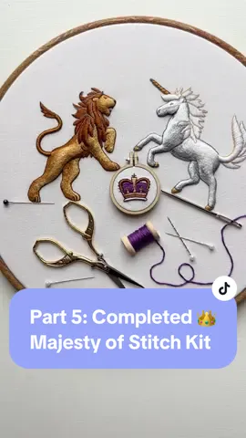 It’s complete! 😍 After four classes and 30+ hours of stitching, I have completed @Royal School of Needlework’s Majesty of Stitch embroidery kit designed and taught by Helen Richman. 🧵 I learned so much while stitching this piece and feel more comfortable to try advanced techniques and expand my skills. 🪡 Now I have to find a safe, clean spot to display it! ❤️ #embroidery #stitchinglover #tiktokembroidery #embroidertok #embroiderytiktok #dmcthreads #rsn #royalschoolofneedlework #silkshading #onlineclass #embroiderykit #learnembroidery 