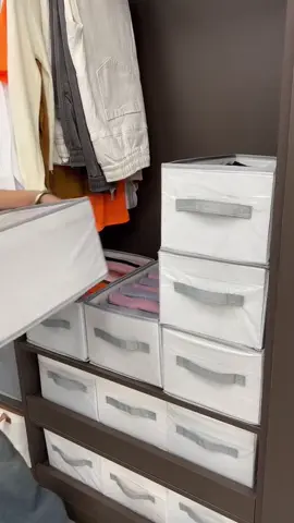 I use this mesh divider box in the stacking area of the wardrobe to store clothes separately #goodthingsforhome #WardrobeStorage #MeshSeparatorStorageBox