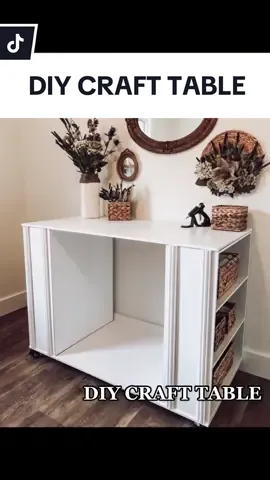 This DIY craft table was so easy to build and it’s on rollers 😱 #diycrafttable #craftroomorganized #rollingtable #fypcrafters #craftingtable 