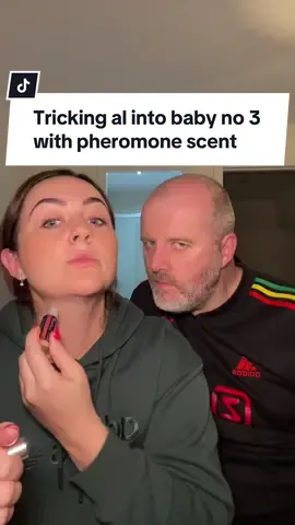 Using a pheromone scent to trick al into baby no 3 #pureinstinct #pureinstinctpartner #pheramoneperfume #pheromones #fyp #vickandal #babyprank #couples #attraction 