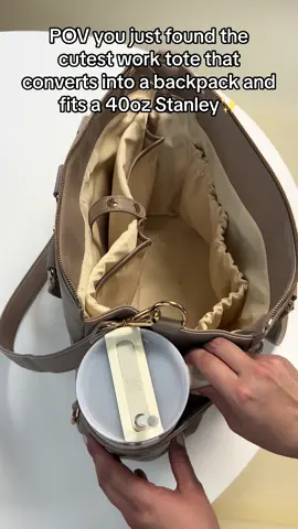 A work tote that fits a 40oz Stanley… how could you say no? 😉🙌🏻 #hotgirlbag #StanleyCup #stanleyaddict #stanleyaccessories 