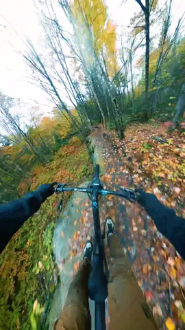 This trail in the rain… good idea or bad idea?! Don’t fall left! #mtb #fullsend @insta360_official #performedbyprofessionals 