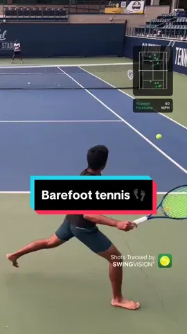 No shoes, no problem 💁‍♂️ #SwingVision #Tennis #TennisPlayer #TennisApp #TennisFun