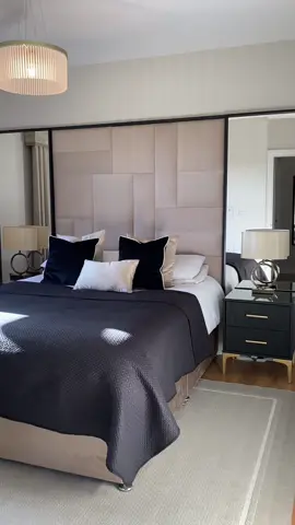 Bedroom complete #upholsteredbed #upholsteredpanels #headboard #DIY #diyproject #fyp #foryoupage 