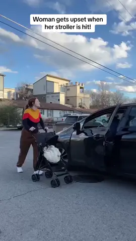 Woman gets upset when her stroller is hit!