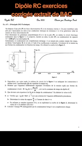 Dipôle RC exercices corrigés extrait de #BAC#tiktoklongs #fyp #fypシ #viral #1m #2024 @🇹🇳📑🎲✍️ Achref_Kr 📚👨‍💻🇹 @🇹🇳📑🎲✍️ Achref_Kr 📚👨‍💻🇹 
