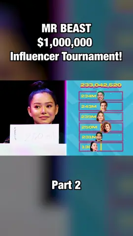 Part 2 |  MR BEAST'S $1,000,000 Influencer Tournament! #mrbeast #mrbeastchallenge #mrbeast6000 #mrbeastmoney #influencer #tournament #1milliondollar #hideandseek #youtube #youtubers #tiktokers #bellapoarch #matpat #quackityclips #clips #foryou #fyp #foru