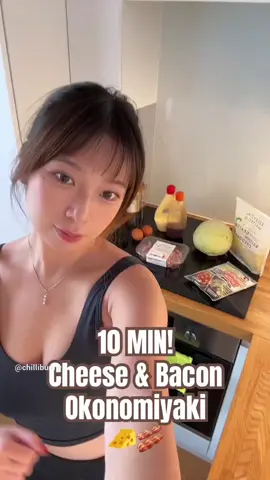 🧀Cheese & Bacon Okonomiyaki🥓  Japanese pancakes in 10 MIN ?! 🤯#japanese #pancakes #okonomiyaki #quickrecipes #japanesefood #お好み焼き #簡単料理 #chillibunny 