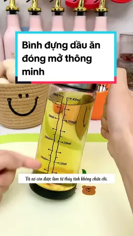 Bình đựng dầu ăn đóng mở thông minh, không nhỏ giọt hay đọng dầu.  Ngoài đựng dầu ăn có thể đựng nước mắm, xì dầu và rượu.#famistore #binhdungdauanthuytinh #binhdungdauanthongminh #binhdungdauan #tienich #giadungtienich #xuhuong2023 