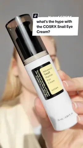 Wondering what's the hype with @cosrx's Advanced Snail Peptide Eye Cream? Let's review it and see👀 What it is It is a lightweight brightening and rejuvenating eye cream to depuff and restore the delicate eye area Star ingredients -73.6% Snail Secretion Filtrate : helps moisturize, strenghten and rejuvenate the undereye area - 2% Niacinamide: brightening properties - 5 Peptides complex & Adenosine: well-aging benefits Who is it best for Individuals with dull, dehydrated, puffy under-eye area Texture and feel Light cream that has the classic stretchy, stringy texture. No fragrance or essential oils My experience Went through a couple tubes of it already and noticed that it keeps my undereye area hydrated and sufficiently moisturized. Layerable and can be paired well with other skincare products. Yet to see wellaging benefits, but that is to be expected as it takes more longterm use. If you have very dry undereye area, this might not be moisturizing enough and you might feel the need to apply two layers.  The texture itself is lightweight, easy to apply and absorb, with no sticky feel or tacky finish. A little goes a long way - and I'd like to use this opportunity as a reminder that the recommended amount of eye cream per use is a pea sized amount Overall from me, it's a yes🙌🏻 *got item via @cosmetic_jolse #kbeautyproducts #kbeautyskincare #koreanskincare #jolse #cosrx #cosrxsnailmucin #cosrxsnail #cosrxsnailcream 