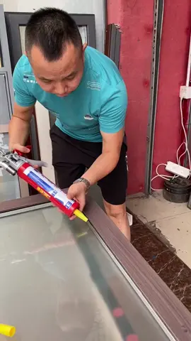 Aluminium glass window caulking #seal#sealantapplication #window #siliconegun #tools #DIY #fyp 