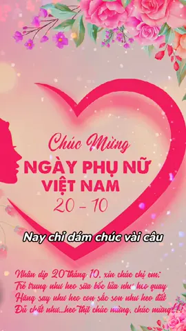 chúc mưnd 20 tháng 10 hay nhất #20thang10 #PhuNuVietNam #CapCut #hieuungtoptop #hcremix 