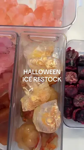halloween ice restock 💀🎃🧡👻 which one is your fav?! spooky drinks up next!! #icerestock #restock #asmr #restockasmr #satisfyingasmr #satisfyingrestock #satisfyingsounds #icesounds #iceasmr #fridgerestock #restocktiktok #ice 