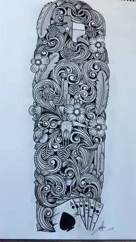 Sleeved out with that custom Cowboy Graffiti #angledleather #cowboygraffiti #tooledleather #fyp #foryoupage #cowboyart #handmade #westerntattoo #sleevetattoo #leather 