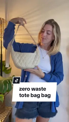 zero waste tote bag bag :’)  how I turned old tote bags and dust bags into one really cool zero waste baggu crescent bag insoired shoulder bag #zerowastefashion #baggucrescentbag #crosstowncrescentbag #totebagbag 