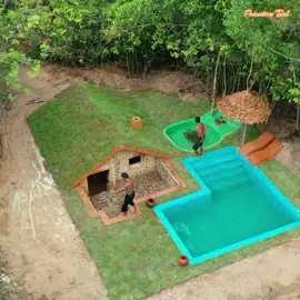 25Days Building Swimming Pool and Fish Pond For Underground House#primitive #primitivetool #primitivetools #tools #tool