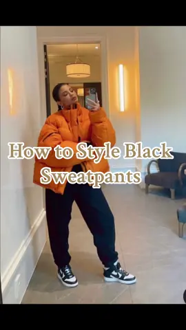Different ways to #style #blacksweatpants 🖤 #fashiontiktok #fashion #stylingideas #style #outfitideas #chicathleisure #howto #fyp #blackgirltiktok #tiktok #cleangirloutfit 