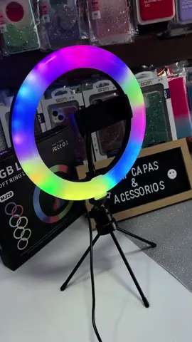 Ring Light RGB de Mesa Colorida Led 20cm 8 Polegadas com suporte p/ celular #hinglinght #acessoriosparacelular #rgblight #rgb #luzrgb #tiktokviral #casecelular #smartphone 