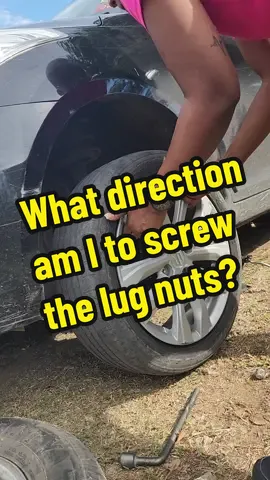 You then turn the lug wrench in an anti-clockwise direction to loosen the lug nuts and a clockwise direction to tighten then. #changeatyre #essentialknowledge #knowhow #road #femaledriver #jamaicantiktok #jamaica 
