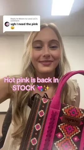 Replying to @Moore to Love LLC Today’s hot deal with our limited edition HOT PINK 💘 it is back in stock NOW! Get it with your coupon  #sellingfast🔥🔥 #halloween #CapCut #fyp #fypviral #hotpink #whatsinmywrangler #whatsinmybag #totebag #thanksgiving #wranglertote 