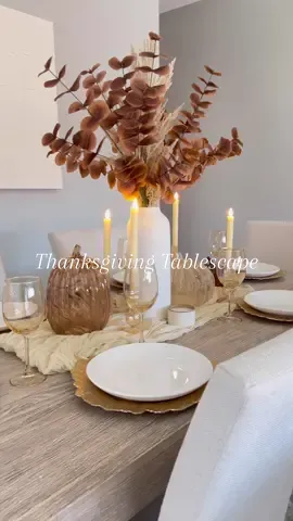 Creating a Thanksgiving tablescape is a fun and creative way to set the mood for your holiday gathering. I went for a neutral and elegant theme for my table and I’m in love with the end result!  Here are some tips I have:  	1.	Color Scheme: Choose warm, autumnal colors like deep oranges, rich reds, and earthy browns. You can also incorporate some gold or metallic accents for a touch of elegance. 	2.	Centerpiece: A centerpiece is a focal point. Consider a seasonal arrangement with pumpkins, fall foliage, and candles.  	3.	Table Linens: Use tablecloths or runners in fall colors or a classic white. 	4.	Place Settings: Elegant dinnerware, chargers, and flatware can elevate the look. Consider using cloth napkins with napkin rings for a polished touch. 	5.	Glassware: Wine glasses and water goblets add a touch of sophistication. Stemless wine glasses can provide a more casual feel. 	6.	Candles: Candles create a cozy atmosphere. You can use pillar candles, taper candles, or tea lights in decorative holders. 	7. Themed Decor & Accents: Consider adding Thanksgiving-themed decor like mini pumpkins and acorns.  Remember, the key is to make it personal and reflective of your style and the atmosphere you want to create for your Thanksgiving meal. 🤎 I’ll have everything linked in my @shopltk 🍁 Are you hosting Thanksgiving this year? Or heading to a family members home?  #thanksgivingtable  #thanksgivingtablescape  #falltablescape  #fallhomedecor  #homedecor  #diningroom  #fallvibes  #neutraldecor  #neutralhome