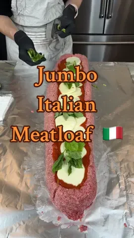 Jumbo Italian Meatloaf 🥓🇮🇹 #baking #cooking #yummy #Recipe #easy #foodtiktok #fyp #foryou #viral #dinner #italian 