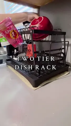 Check out this cool two tier dish rack! 😍 Not only does it hold a lot but it’s a space saver as well! 🙌🏻  #twotierdishrack #dishdryingrack #dishrack #tiktokshopfinds #kitchenmusthaves #fyp 