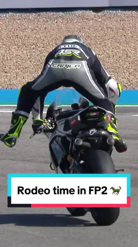 Has anyone said ‘rodeo time’? 🐎  Luckily Federico Caricasulo knows how to tame his ride 😎 #ESPWorldSBK 🇪🇸 #WorldSBK #motorcycle #Motorsport #racing #sportsontiktok 