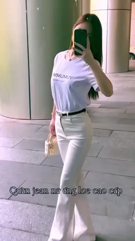 Quần jean nữ ống loe trắng co giãn 4 chiều cao cấp #thoitrangnu #xuhuongtiktok2023❤️ #Master2023byTikTok 