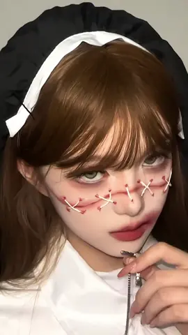 ‼️Fake Blood ‼️ Do you wanna play with me? 👻 |  Cr Douyin : @pp酱#makeuphallowen #makeup #makeuptransformation #makeuptutorial #tutorialmakeup #fyp 