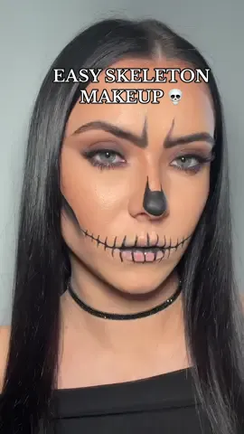 Spooky easy skeleton makeup 💀 transform your every day glam into a skeleton perfect for Halloween 🎃 #skeleton #easyskullmakeup #halloweenmakeup #maccosmetics 