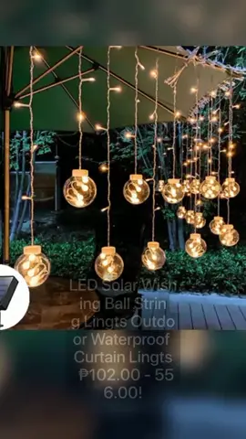 New Ligyetor LED Solar Wishing Ball String Lingts Outdoor Waterproof Curtain Lingts for Bedroom Wedding Garden Only ₱102.00 - 556.00!