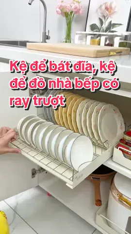 Giá đựng bát đĩa đa năng, kệ để đồ nhà bếp bằng inox, sơn tĩnh điện trắng, có ray trượt #kedungbatdia #kedungbatdiadanang #kededonhabep #kededonhabepdanang #giadungtienich #giadungthongminh 