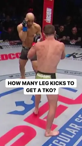 How many leg kicks can you take from 2022 PFL Featherweight World Champion Brendan Loughnane? 🤔 Lets hear it ⬇️ #pflmma #mma #combatsports #sports #2023 #brendanloughnane #sportstiktok #legkicks #ouch 