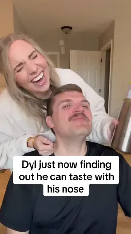 Now he’s going around sniffing everything 🤣 #shelbanddyl #husbandreacts #airuppartner @airup 