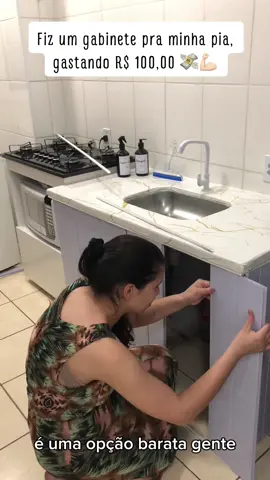 FIZ UM GABINETE PARA MINHA PIA, GASTANDO APENAS R$ 100,00 💸O QUE VOCE ACHOU ? Não esquece de me seguir para mais conteúdos assim ✨ #donadecasa #transfomarcao #decoracaodecasa #criatividade 
