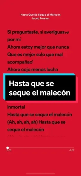 Hasta que se seque el malecón- Jacob Forever  #the_lyrics_zone #letrasdecanciones #lyricsvideo #spotifylyrics #parati #fyp #jacobforever #hastaquesesequeelmalecon 