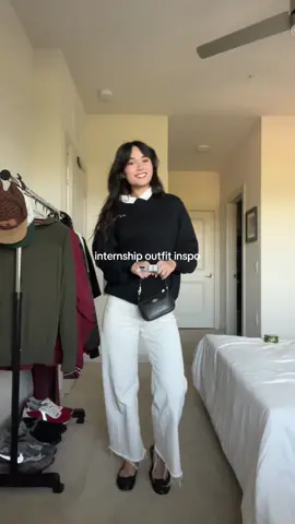 putting a collared shirt under a comfy sweater/pullover is such an easy way to look put together for an internship work or anywhere u need to be formal at! #internoutfits #internshipoutfits #zarapants #zaramarinepants #fashiontiktok 